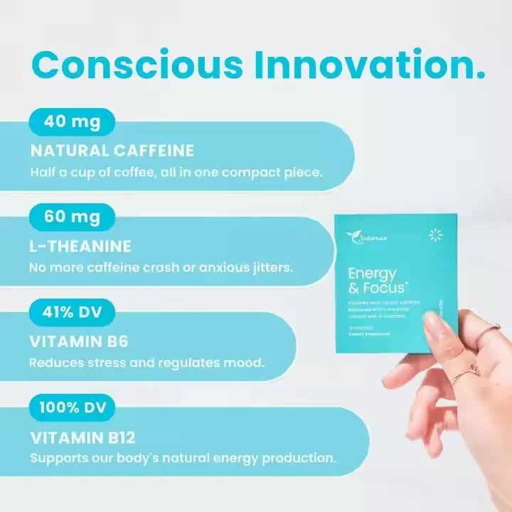 OEM Private Label Energy Caffeine Gum Stay Sharp And Focused Food supplements For Adults