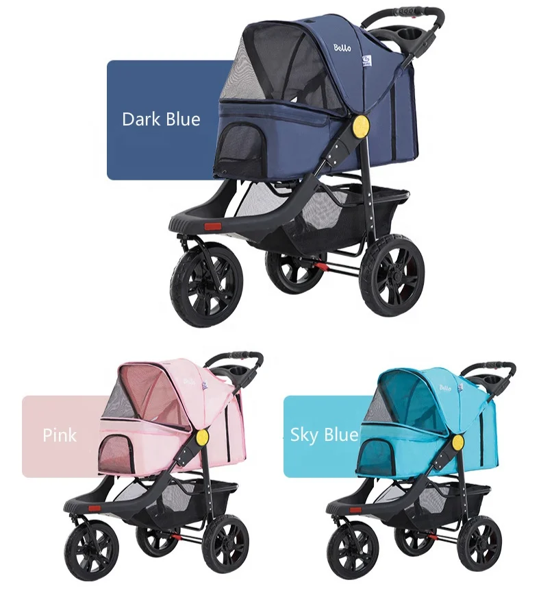 
Pet Supplies Foldable Three-wheel Pet Stroller For Large Dogs and Cats Outdoor Carrier 