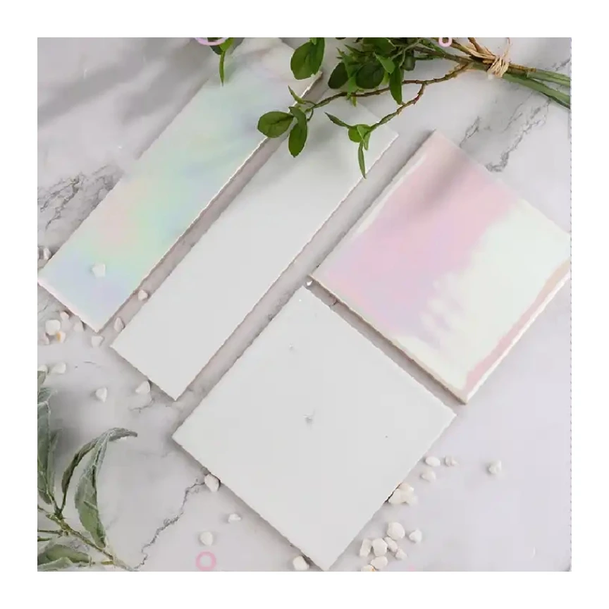 Hand made Rainbow Iridescent Long Subway Pink Ceramic Bathroom Wall Tile For Backsplash Kitchen Restaurant Hotel Project