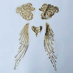Evening Dress Garment Clothing Sewing Accessories Patch Embroidery Gold Sequin Lace Applique