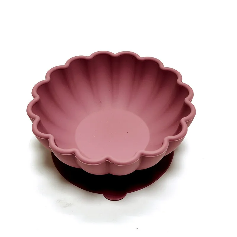 New Design Arrival Free BPA Manufacturer silicone with Suction Base Pumpkin Baby Feeding Bowl