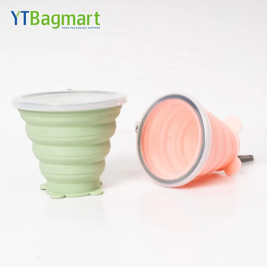 Silicone Folding Cup Portable Reusable Bpa Free Collapsible Travel Water Mug Foldable Drinking Cups for Camping Drinkware