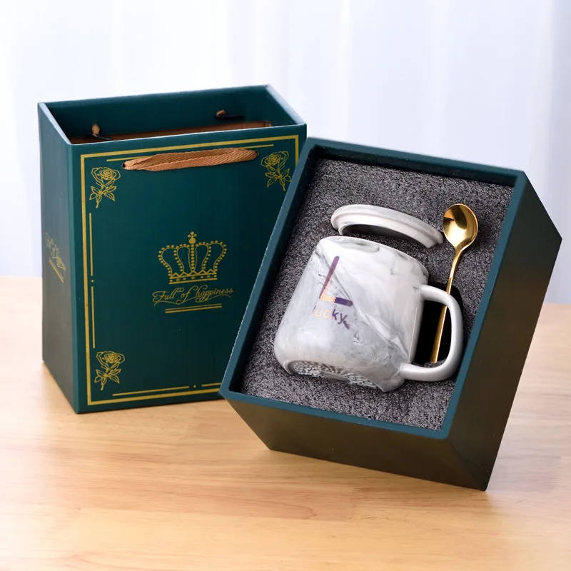 Brand new design 400ml Gift Box Smart Thermal Insulation Temperature Control Multicolor Ceramic Coffee Mug Gift Box Set