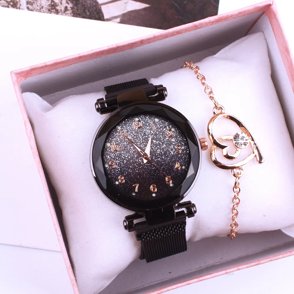 Luminous Ladies Watches Bracelet Set Magnetic Starry Sky Clock Luxury Women Watches Fashion Diamond Female Quartz Wristwatches