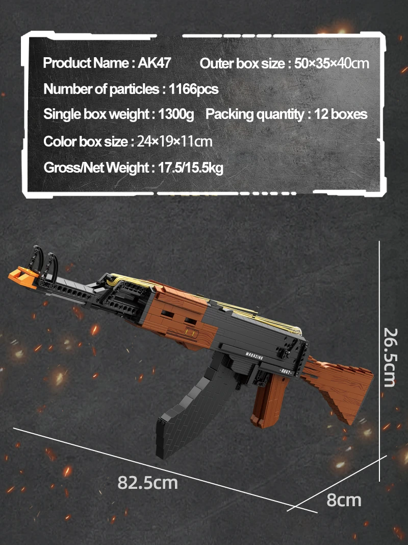 SL 1166PCS Sniper Rifle AK47 Military Weapon Model Building Blocks Sets Gun Toys