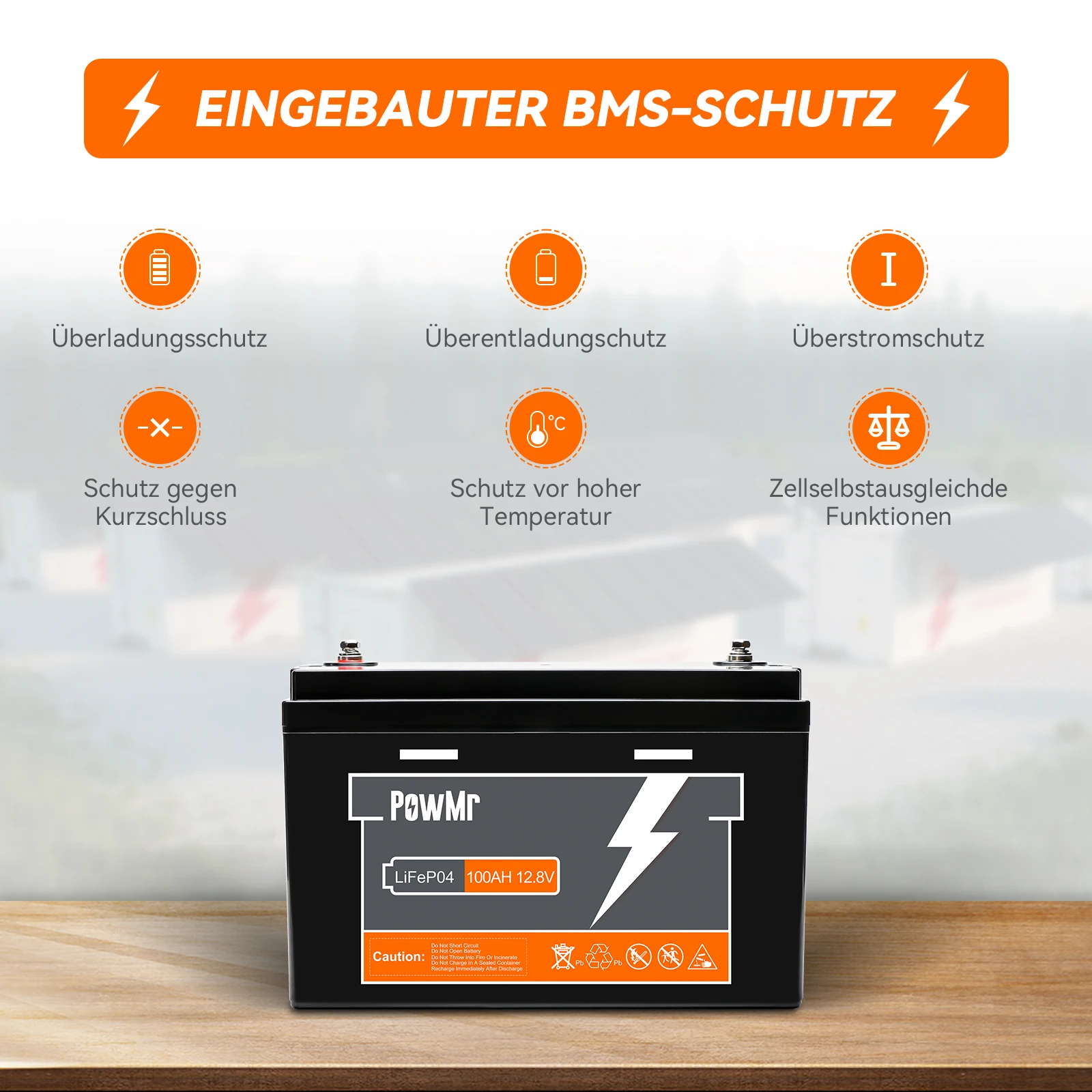 PowMr Rechargeable 100AH 12.8V Lithium ion battery Support series and parallel LiFePO4 Battery