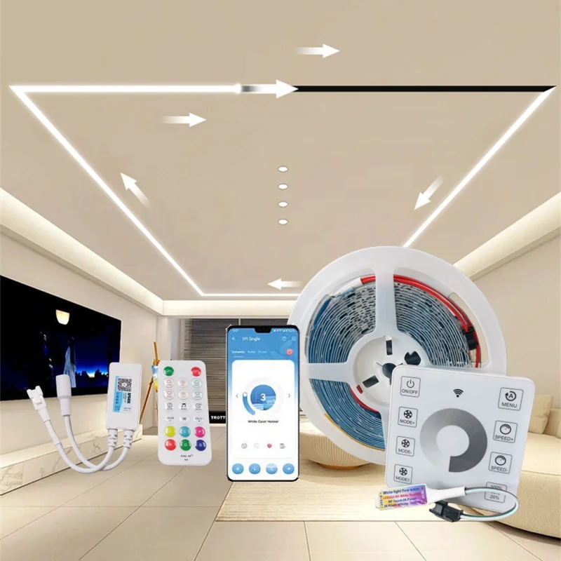 led strip light with touch sensor switch smart strip lights APP control cool white running water led strip lights