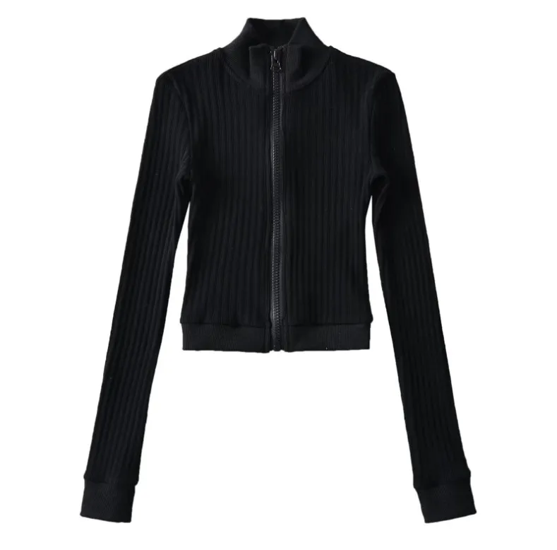 Runwaylover 2396 Front Zipper 2024 Ladies Slim Knitted Cardigan