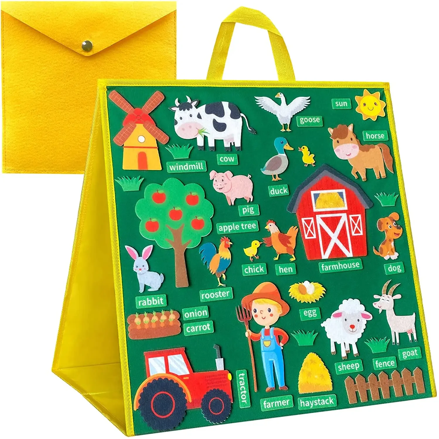 Double Sided Reusable for Kids Preschool Toddlers for Early Learning,Farm Sea Zoo Animals Foldable Felt Flannel Board