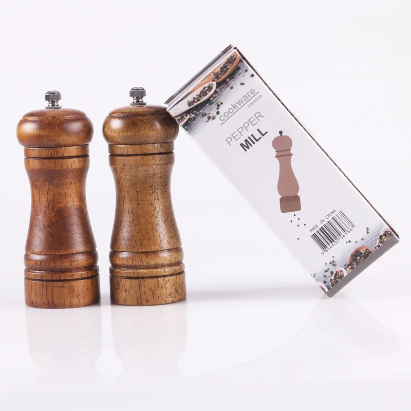 Round Ball 5 8 10 Inch Manual Wood Mini Cumin Herb Mechanism Mill Spice Salt And Pepper Grinder Set For Pepper