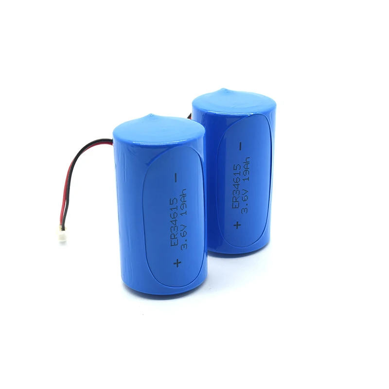 Lisocl2 Er34615 Battery Lithium Thionyl Chlorid battery with pins or wire 3.6v 19ah long shelf life