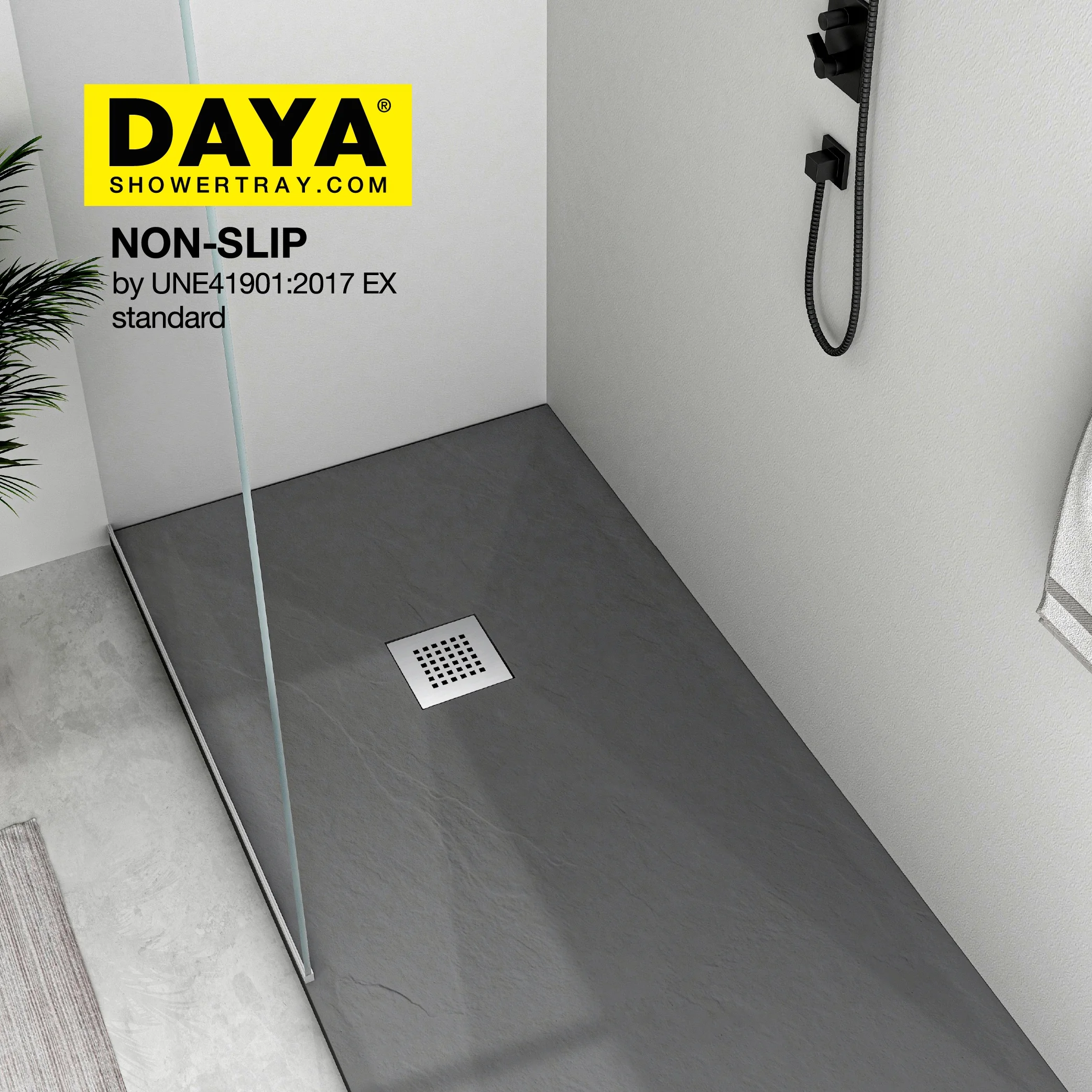 Drainage hole 90mm top grade natural stone resin deep shower base