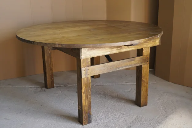 Solid Pine Wood Dining Round Table Folding Farm House Outdoor for Wedding Party Farm Table