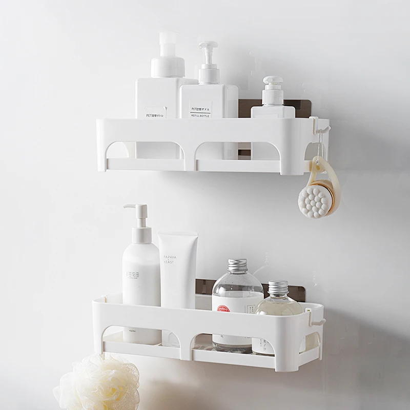 Bathroom Shower Adhesive Corner Shelf Storage No Drilling Wall Mounted Organizer Basket for Kitchen Toilet