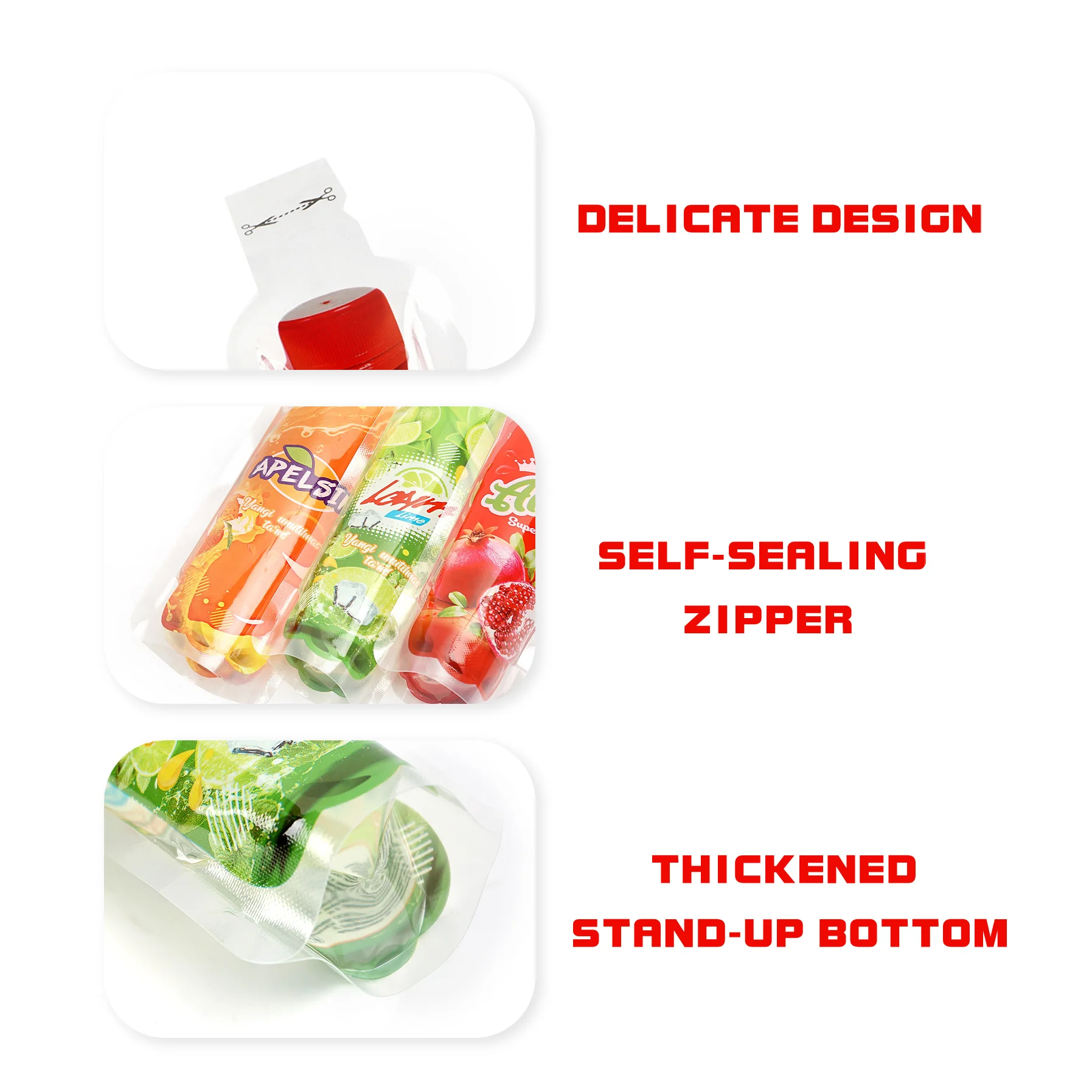 Custom Juice Pouch Drink Pouch Special Injection Fruit Shape Juice Pouch Drinking Packing