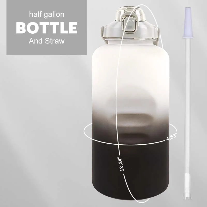 1 Gallon Water Bottles  Large for Sports Fitness Camping 128 oz / 3.8L Water Bottle 2-IN-1 Lid Gym Bottle with Times to Drink