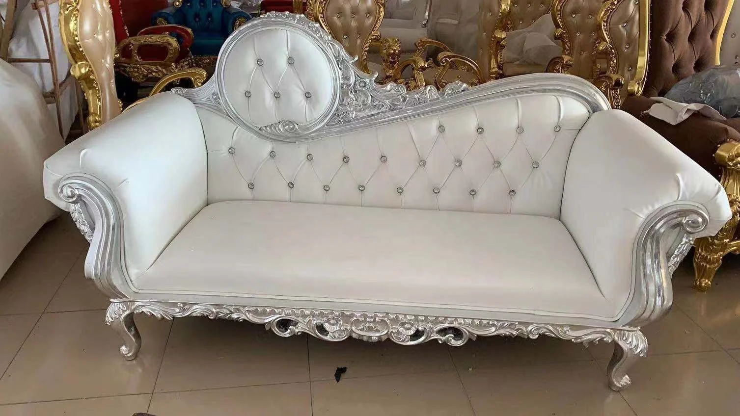 European classical home furniture gold foil wooden carved luxury counch