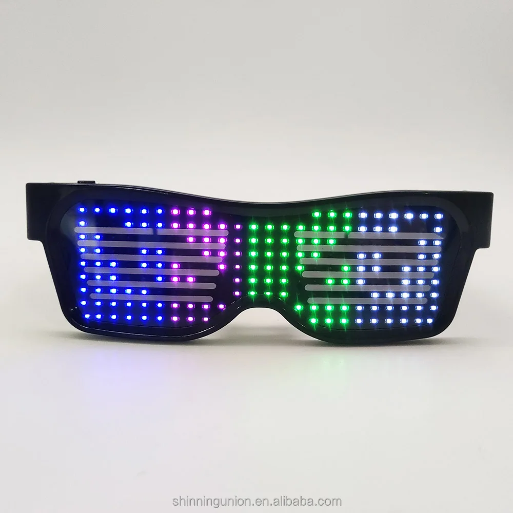 Rechargeable LED Light Glasses for Party Rave - Phone App Multi Colors LED Eyeglasses with Blue-Tooth - Luminous Eyewear Glasses