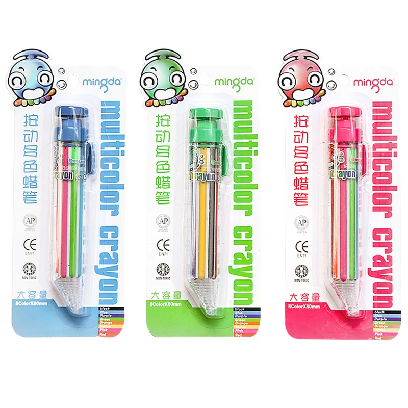 Popular 8 In 1 Multicolor Crayons Replaceable Oil Pastel Colored Pencil Kids Graffiti Painting Tools