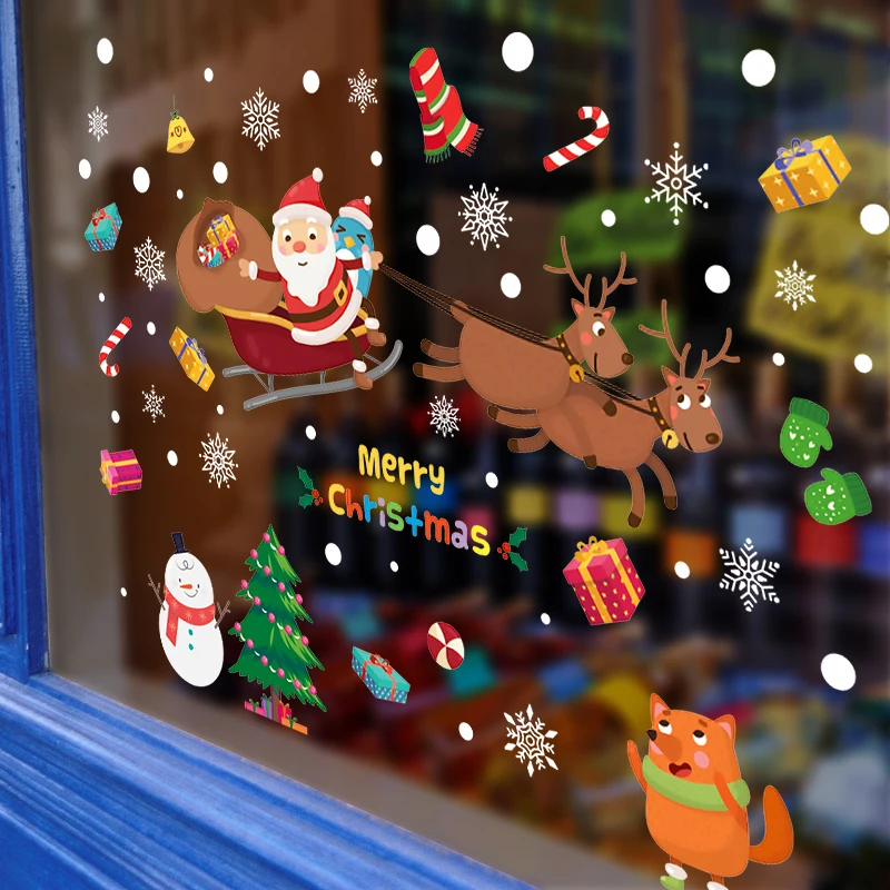 
HM92034ds Christmas Decoration Wall Window Glass Stickers, Santa Window Sticker 