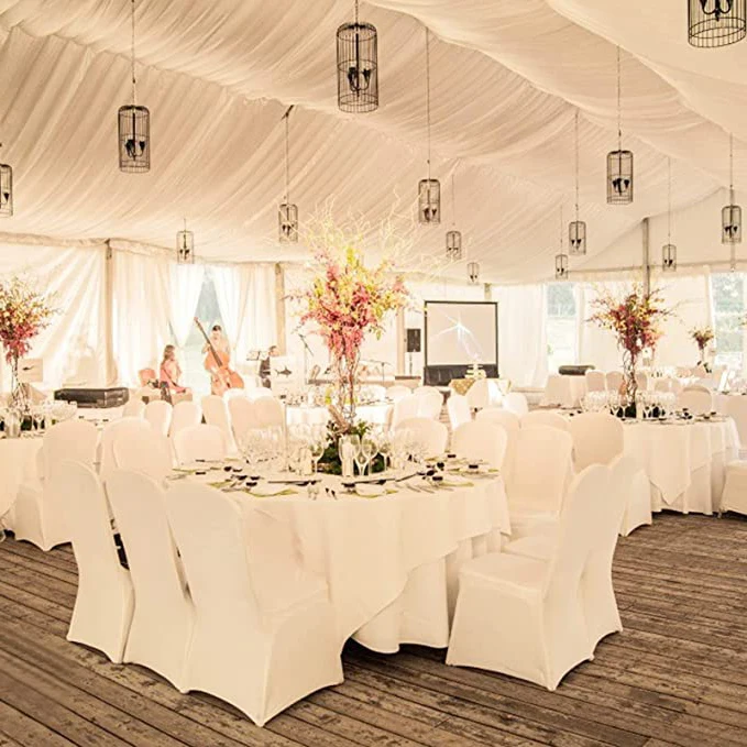 Wholesale White Black Washable Polyester Spandex Stretch Wedding Decoration Party Banquet Chair Cover For Events Living Room