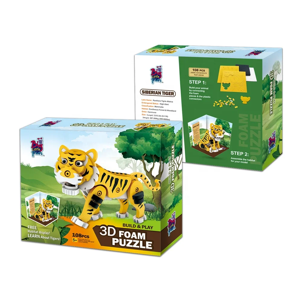 Newest tiger toy  top sales animal assembled eva foam  building blocks stem children educational toys