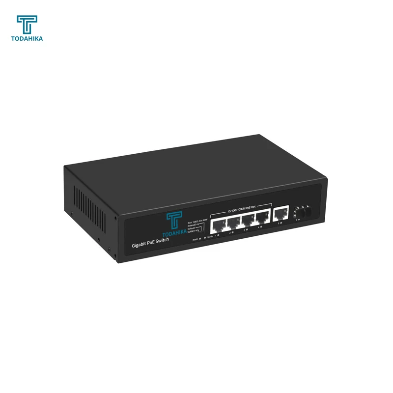 CE EAC GE 1 x RJ45 and 1 x SFP 4 x 10 100 1000Base-T PoE Port 120w Unmanaged Ethernet POE Switch