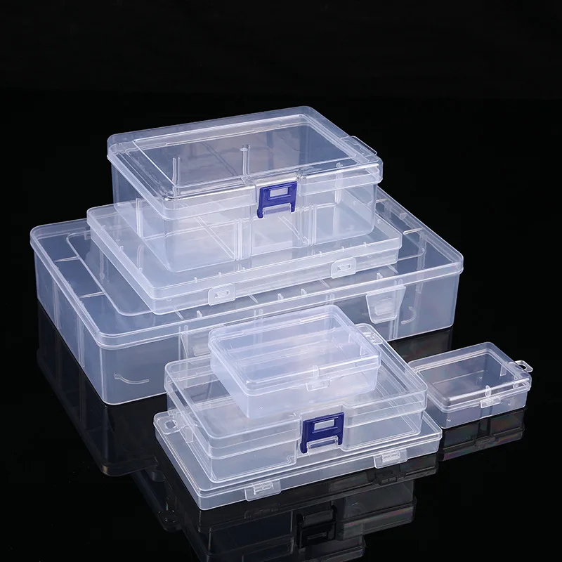 Portable Plastic Tool Box Transparent Craft Container Practical Lock Seal Electronics Accessories Organizer Case
