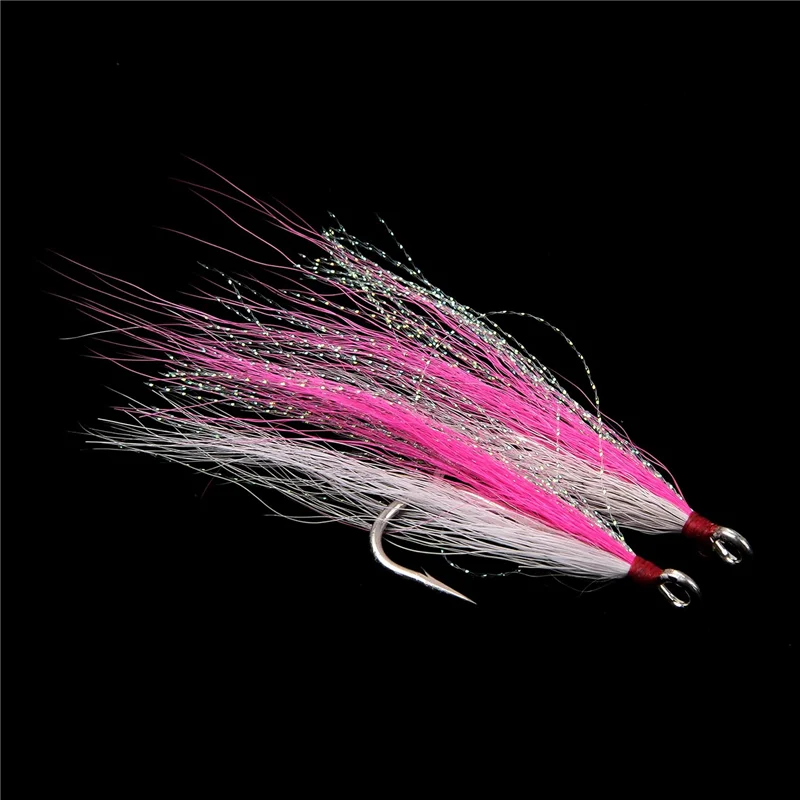 Bucktail Teasers Fishing Hook Saltwater Fishing Plugs Lures Teaser Tail Fluke Rig Super Strong Hooks 10pcs/bag