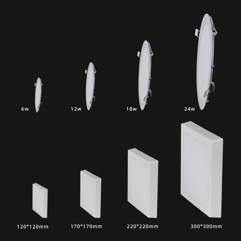 OEM Recessed surface Slim Panel LED 24w round  square Ceiling panel office line lights Downlight