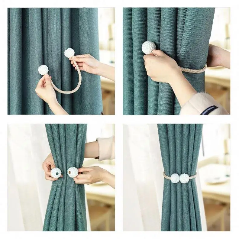 Curtain Accessories Home Decor 1x Pearl Magnetic Curtain Clip Curtain Holders Tieback Clips Hanging Ball Tie Back
