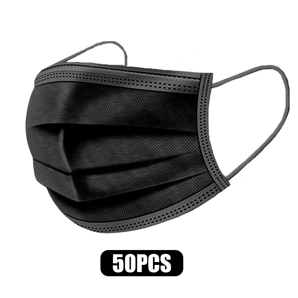 Maskss Face Black En14683 Typeiir Mask Mascarilla Desechable Negra 3Ply Facemask Disposable