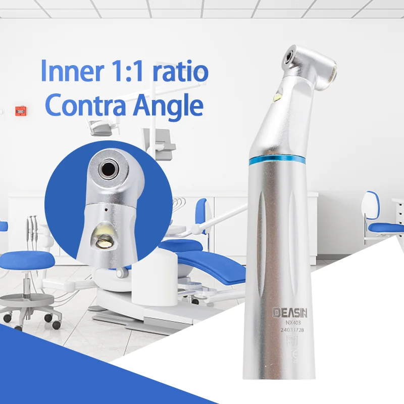 Dental LED Light 1:1 Ratio Contra Angle E-generator Low Speed Handpiece Inner Water Spray E-Type dentistry Tools