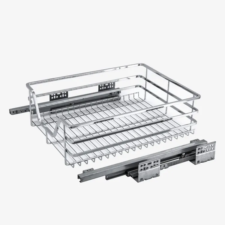 Stainless Steel Pull-out Cabinet Basket Organizer for Dish Bowl Pan Household
