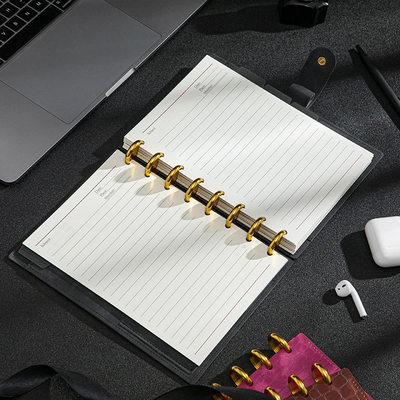 Customized A5 Leather Agenda Disc Bound Embossed Diary Workout Stationary A5 Insert Doctors Nursing Student Planner