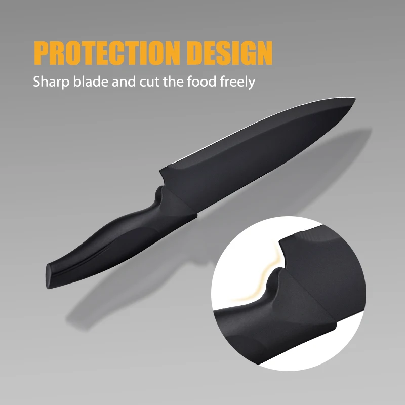 New 19pcs kitchen knife set PP handle non-stick coating chef knife acrylic block