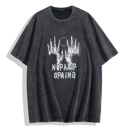 Custom Acid Wash T-shirt 250gsm Oversized Distressed Pure Cotton Loose T-shirts For Men