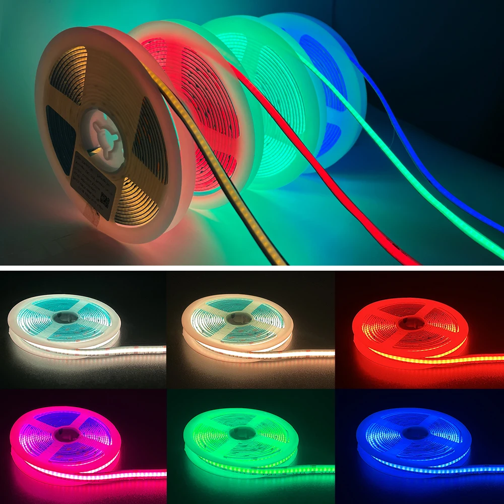DC24V RGB COB LED Strip Light Magic Digital No Light Point Soft 672/m LED COB Strip with No Light Point