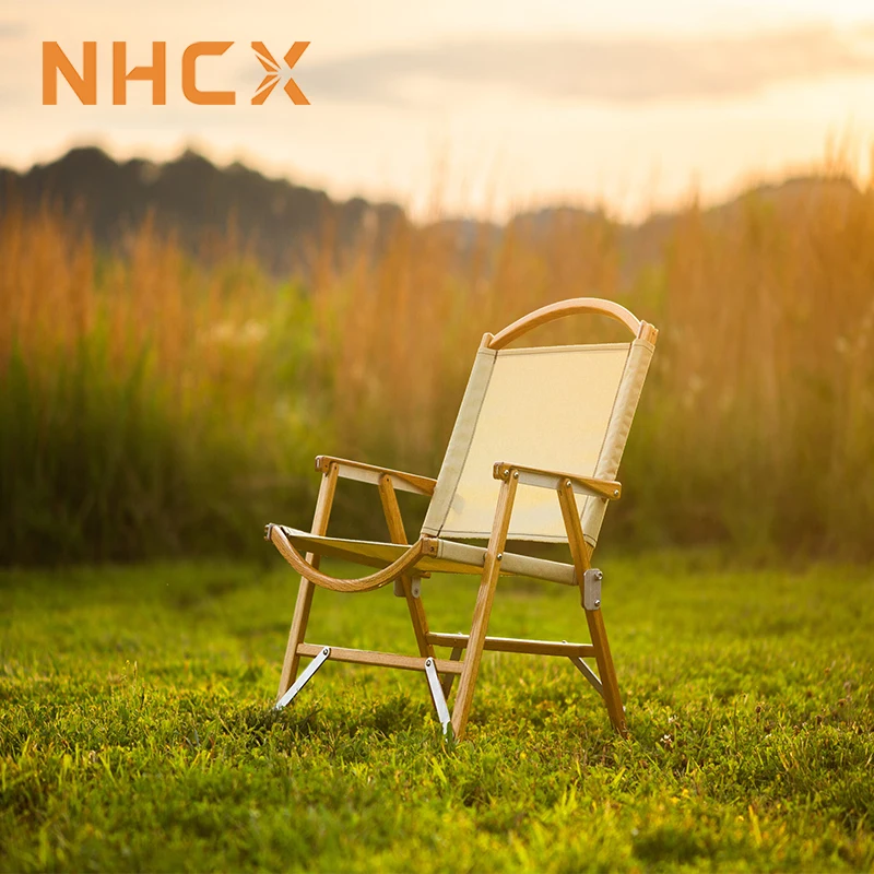 NHCX Outdoor Wholesale Custom Foldable Camping Chair Wooden Folding Camping Chair