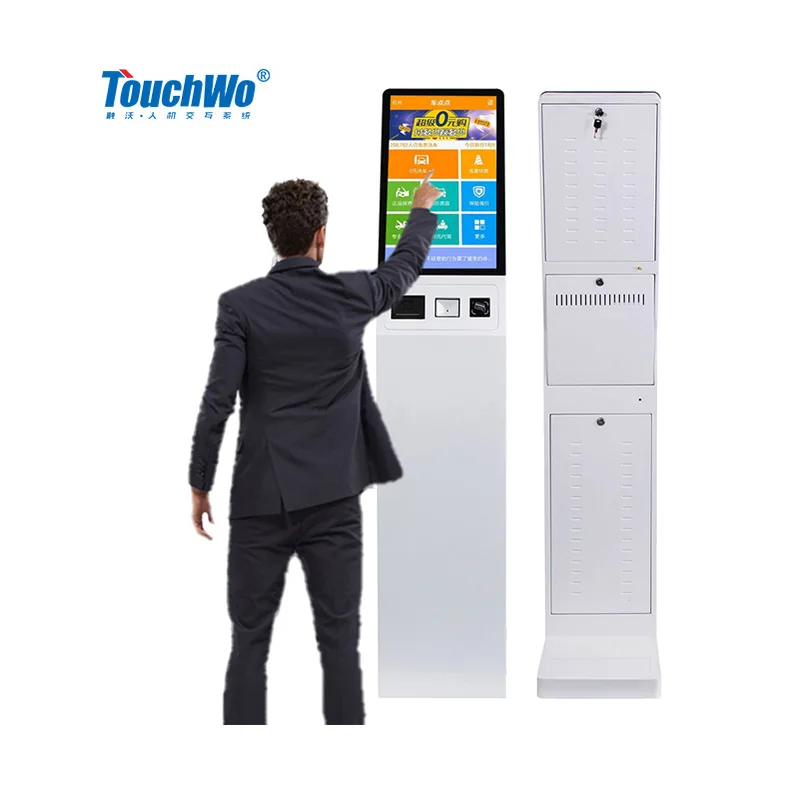 TouchWo library university bill payment kiosk stand terminal cinema ticketing signage selfservice kiosk with swipe card reader