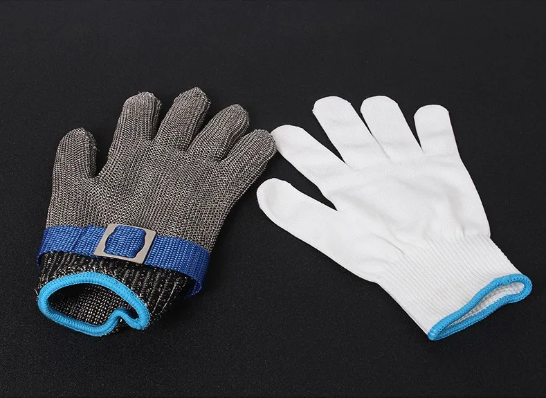 Guantes De Malla De Cadena Carnicero Luvas De Malha De Aco Stainless Steel Wire Glove Cut Resistant Butcher Steel Wire Gloves