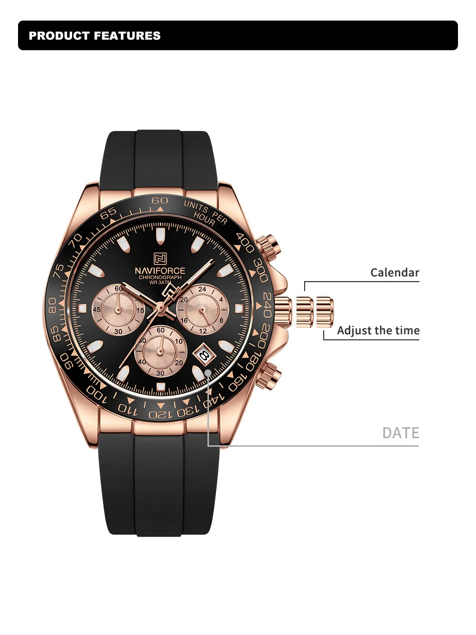 factory wholesale price with Date NAVIFORCE 8054 RGBB Luxury Chronograph men design Luminous Quartz watches