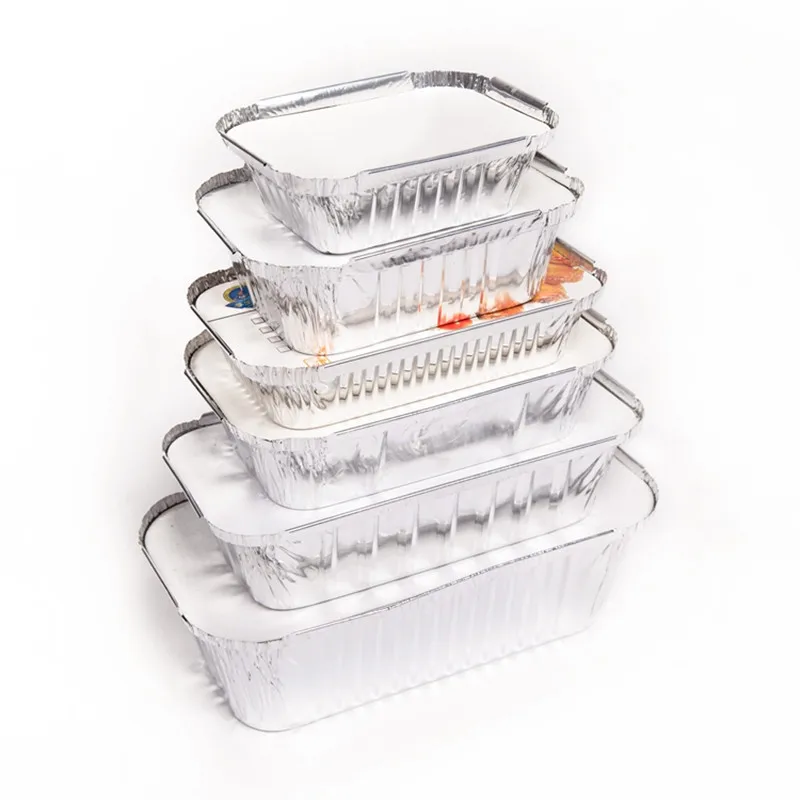 China manufacturer  12 inch Food grade disposable rectangular tin foil container 1800ml aluminum foil disposable plates