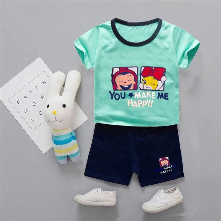 Wholesale Fashion Short Sleeve Cotton Boys Two Piece Set New Casual Kids Clothing Outfit for Summer Baby Boy