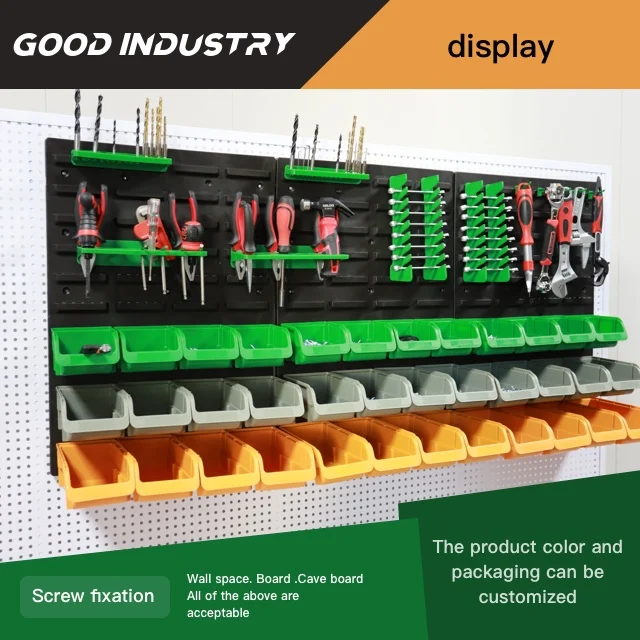 Panel Rack Tool Holder Wall Mount Storage Organizer Clear Plastic Bins Storage Bin With Hook Set Pegboard