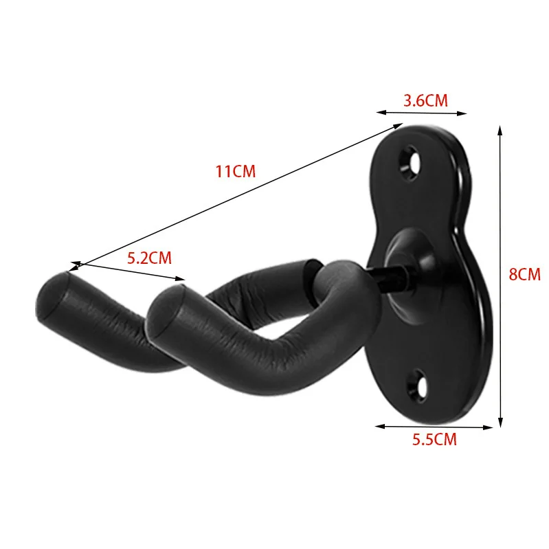 Guitar Wall Mount Hanger Hook Acoustic Electric Bass Guitar Wall Hook Hanger Black Metal Holder Hanger