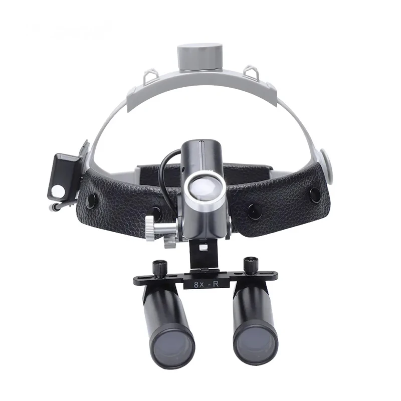 Dental 4X 5X 6X 8X Magnifier Headband Loupe With LED Lamp / 5W Headlamp Wireless Headlight Binocular Surgical Loupes