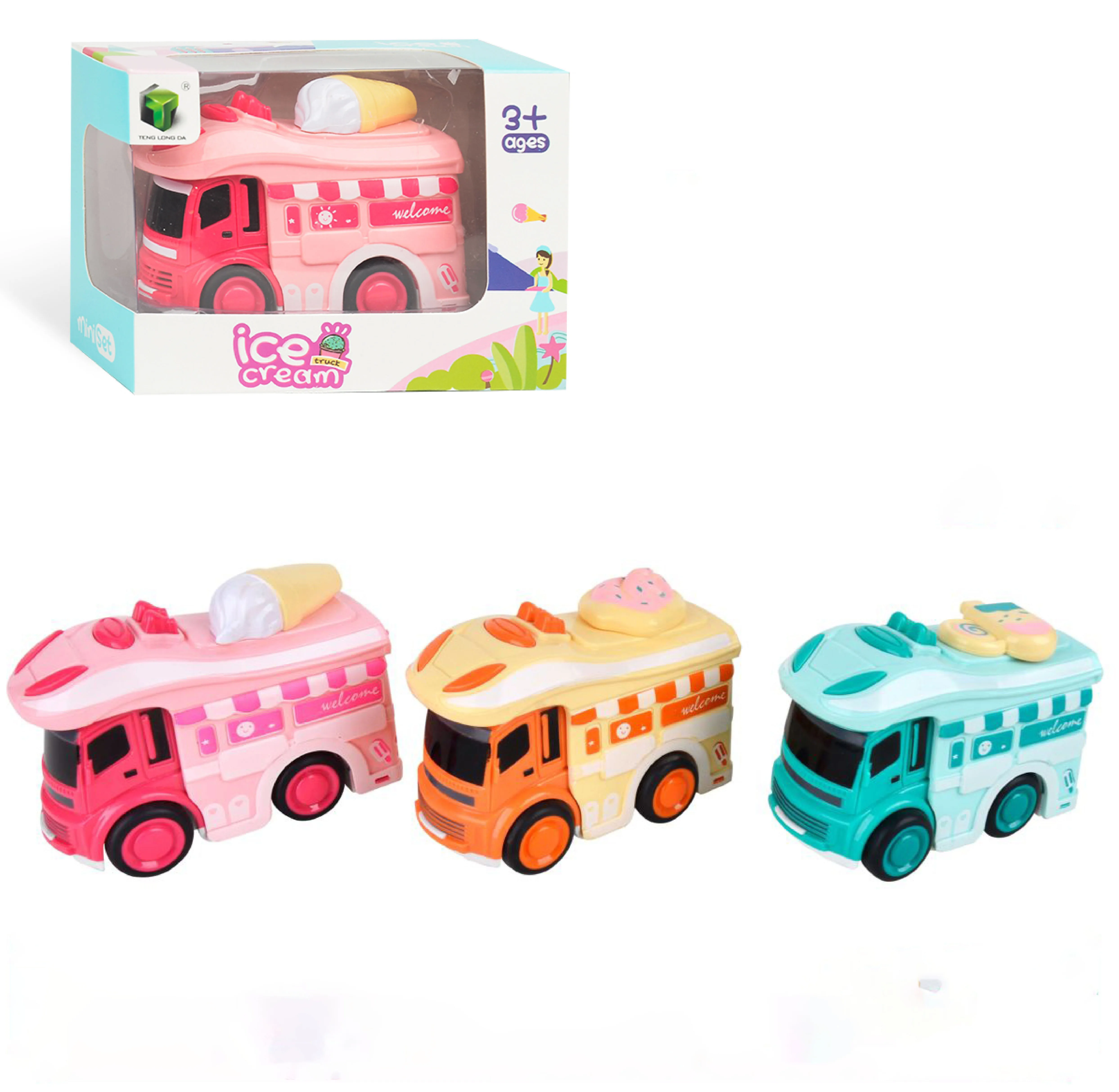 Cute mini ice cream car ambulance carwrackle plastic ABS environmentally friendly small friction power children toys