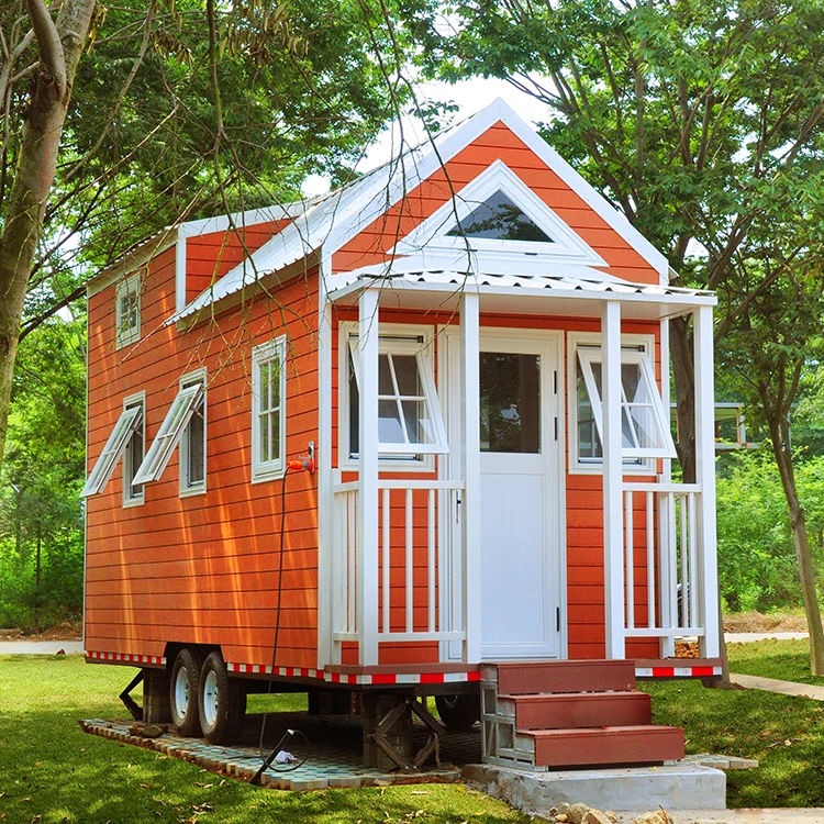 Wood and steel two story container house with trailer manufacture