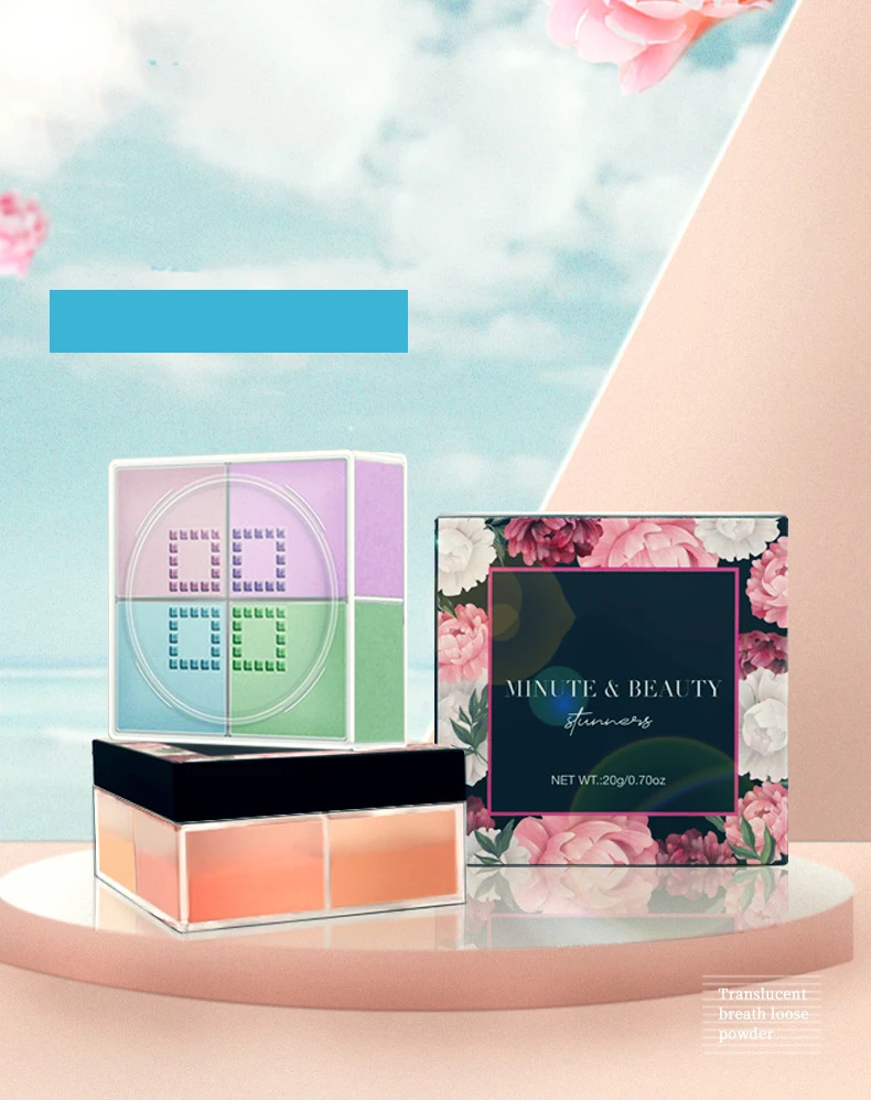
Wholesale Makeup Private Label Supplies Cosmetics Face Translucent Setting Loose face powder with puff loose powder packaging 